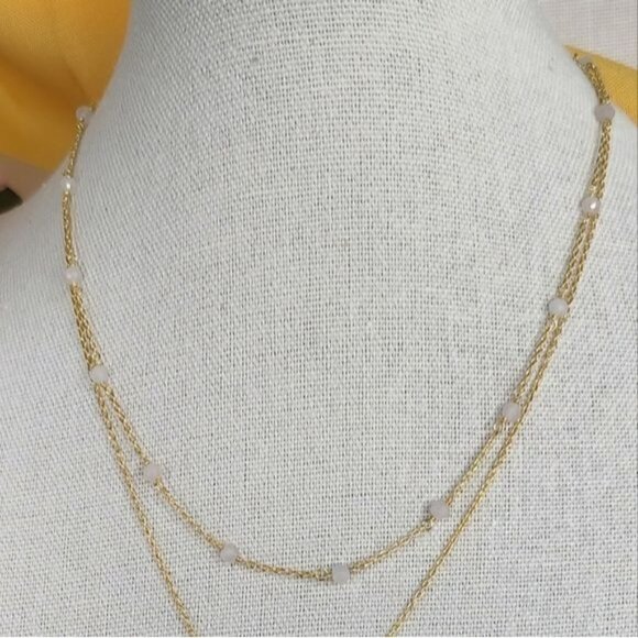 SHIVAM Layered Necklace 14kt Gold Plated White Onyx - Picture 3 of 6